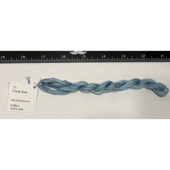 Dinky Dyes # 11 Coral Sea 100% Silk Embroidery Thread 8 Mtrs Cross Stitch - Picture 2 of 3